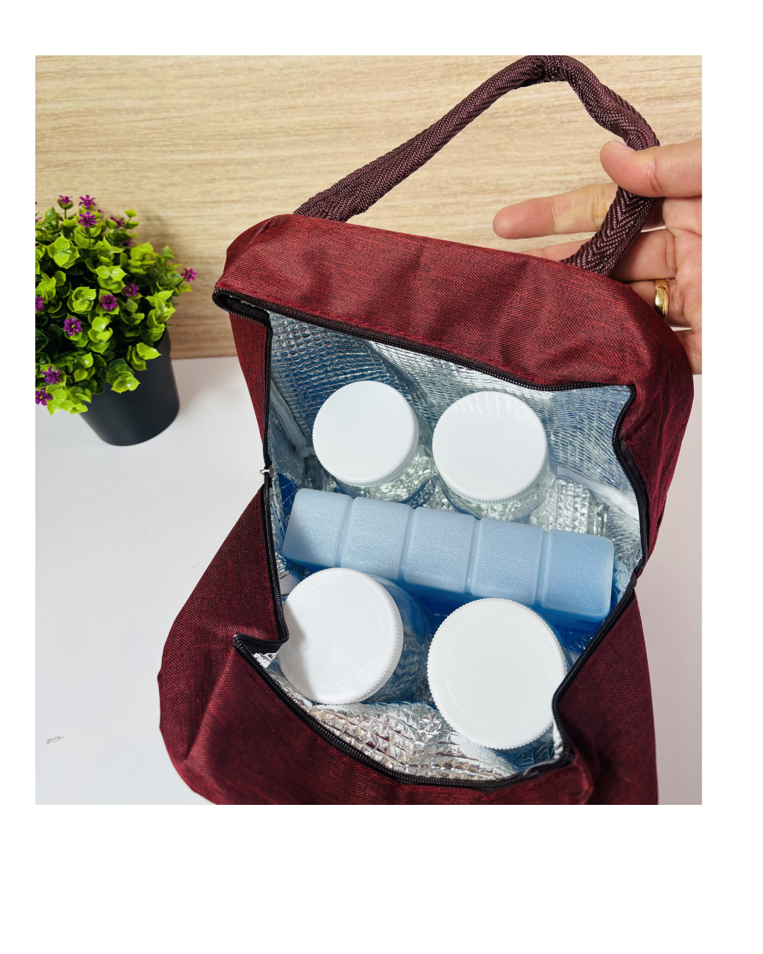 Kit de transporte de leche materna con frascos de vidrio