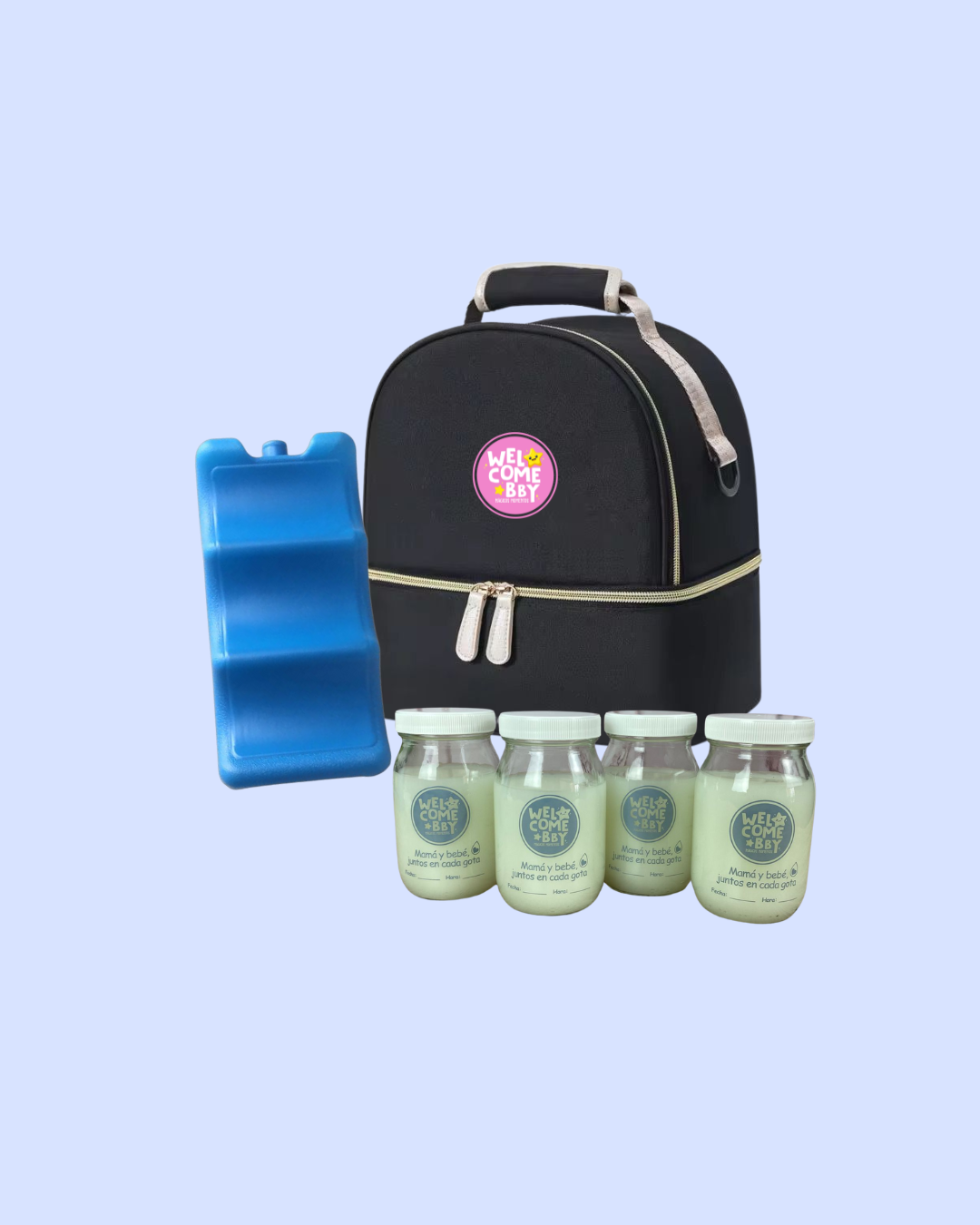 Kit maletín térmico con frascos - Negro