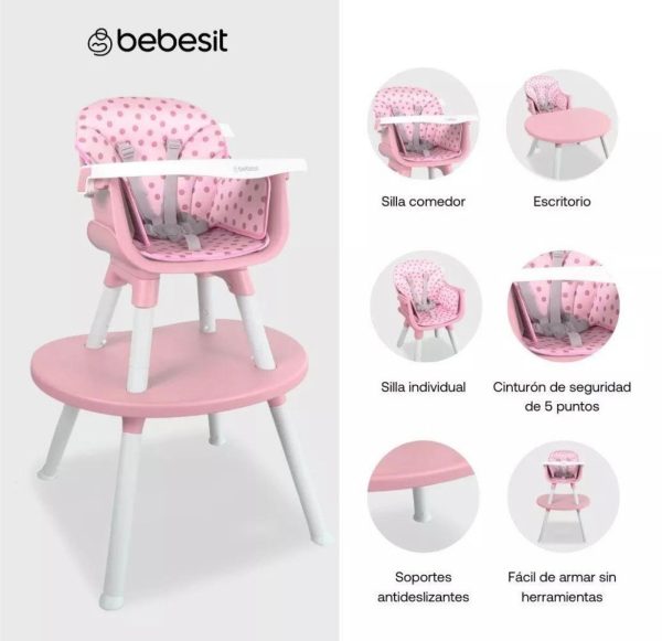 Silla Comedor Tipo Escritorio Baby desk 3 en 1 Bebesit -Rosa