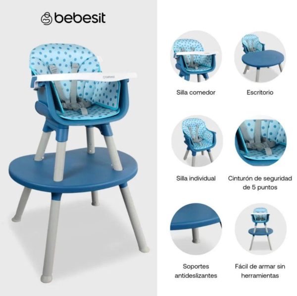 Silla Comedor Tipo Escritorio Baby desk 3 en 1 Bebesit -Azul